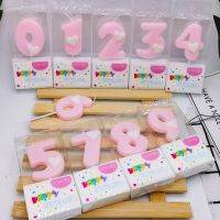 小窝厘 数字蜡烛表面爱心高品质淡粉蓝卡通蛋糕装饰粉色 0到9各5个 共50个*