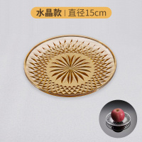 小窝厘 亚克力水果盘 糖果盘零食盘塑料盘子碟子 琥珀金15cm 水晶款(起订量:5个)*