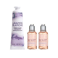 欧舒丹 护手霜沐浴啫喱套装(白色薰衣草手霜30ml+樱花沐浴啫喱35ml*2 )不配置礼盒礼袋