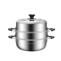 美厨(MAXCOOK)蒸锅30cm加厚不锈钢电木柄蒸锅2层燃气电磁炉通用MCZ1144