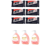 蓝月亮内衣内裤洗衣液手洗洗衣液500g*3瓶樱花香+满婷除螨洁净洗衣皂*6块