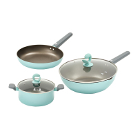 张小泉 钛金鱼纹三件套 C35770100 配置:炒锅30cm(带盖)、汤锅24cm(带盖)、煎锅24cm