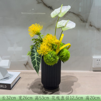 小窝厘 仿真高档桌面花艺陶瓷花瓶套装客厅餐桌装饰花假花摆件-小号陶瓷花盆+红掌混搭花艺