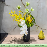 小窝厘 仿真高档桌面花艺陶瓷花瓶套装客厅餐桌装饰花假花摆件- 大号陶瓷花盆+跳舞兰蝴蝶兰花艺