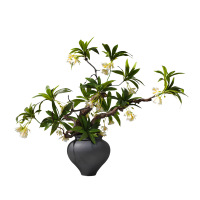 小窝厘 新中式仿真花艺假花绿植样板房软装饰品桌面摆件 (陶瓷花器+龙柳枝+仿真花)货号1460*