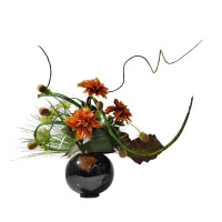 小窝厘 现代花艺仿真绿植盆景新中式售楼处客厅玄关样板房摆件(陶瓷花器+仿真花)货号1454