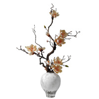 小窝厘 新中式仿真花装饰摆件古风家居样板房桌面装饰品客厅摆设 (陶瓷花器+龙柳枝+仿真花)货号1456*