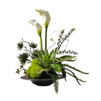 小窝厘 现代轻奢仿真花假花家居绿植装饰摆设样板房客厅摆件(陶瓷花器+仿真花)A款货号1449