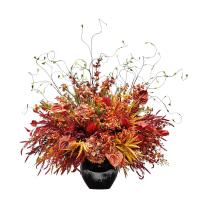 小窝厘 新中式花艺装饰售楼处中大型玄关绿植盆景洽谈室花艺摆件(陶瓷花器+仿真花)货号1447