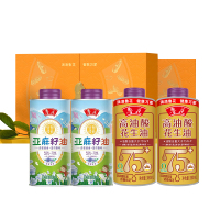 鲁花 臻品高端礼盒 铁罐花生油 380ml *2 智慧成长亚麻籽油380ml *2