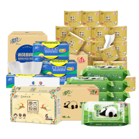 清风纸品组合1(抽纸 3层 100抽一提6包6提+卷纸 140克*27卷 +湿厕纸 40片6包+厨房抽纸76张*6包)*