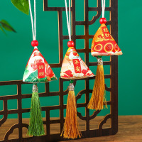 iChoice端午节复古彩印吉祥粽子香囊艾叶驱蚊三角香囊挂件香包活动挂饰-流苏款混搭出货(起订量:20个)