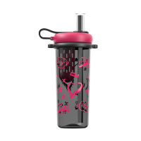 世大家 涂鸦吸吸杯(带背带 )800ml爱心鸦(黑粉)