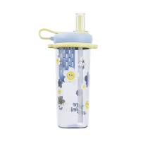 世大家 涂鸦吸吸杯(带背带 )800ml太阳花(浅蓝)