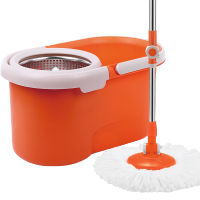 大卫 拖把桶旋转拖布家用Q5橘色(普通不锈钢花篮 + 1杆2头)