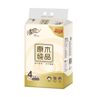 清风抽纸原木纯品3层110抽软抽擦手卫生纸巾4包提装 *1提