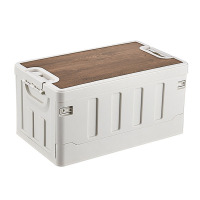 徽羚羊 云珞 木盖收纳箱 大号 60L 白色-HLY-SNX-24004