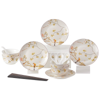 多样屋(TAYOHYA) 喜上眉梢中餐具16件套(4.5寸饭碗*4小调羹*47寸盘*4合金筷*4)TA21-0017BP