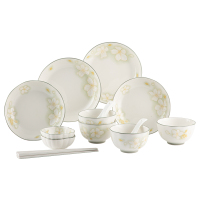 唯都 田园花叙餐具套装 (4.5英寸小碗+小汤勺)*4个+筷子*4双+(4英寸蘸酱碟子+7英寸盘+8英寸盘)*2个