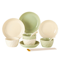 唯都 马卡龙手捏纹餐具套装W-CJ416(4.7寸碗+小勺)*4个(7寸盘子+8寸盘子)*2个+筷子*4双