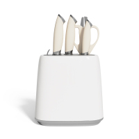 韦诺森(VELOSAN) 瓷光奶油刀具套装 VE075 内含:砍骨刀、切片刀、厨师刀、水果刀、厨师剪、收纳底座