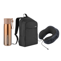美旅/BOSS/星巴克 旅行套餐A(星巴克幸运金随行保温杯296ml+BOSS低回弹护颈枕+美旅双肩包黑色)111551