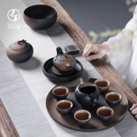 万仟堂(EDENUS)菩提香呆·成套茶具秋山釉(一壶一承一海六杯一罐一盘一洗一盖置)