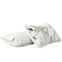 梦洁家纺乳胶片绗绣对枕:喜上梅梢