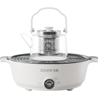斗禾(DOUHE) DH-ZC01 围炉煮茶器电陶炉配玻璃茶壶+烧烤网煮茶壶烹茶烧水煮茶一体机 里米尼白