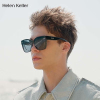 海伦凯勒(HELEN KELLER) 近视专用套镜太阳镜男女款HT005P01亮黑框-灰片