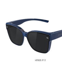 海伦凯勒(HELEN KELLER) 近视专用套镜太阳镜男女款HT005P11蓝色框-灰片