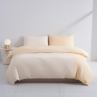 绘睡 拉毛拼接撞色件套 1.2米床 床笠款(被套150*200cm) 深黄+浅黄