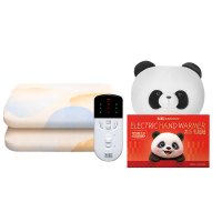 彩虹双控双温定时除螨化纤印花双人电热毯1.8*1.5米 T1815+熊猫电热暖手宝T616