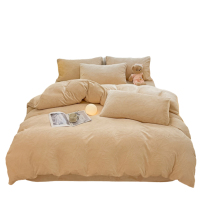 啄木鸟(PLOVER) 牛奶绒雕花四件套-简咖ZMN-NNR014