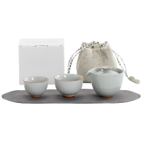 南山先生 莲瓣快客杯茶具套装 古蓝(茶壶*1+大杯*1+小杯*1+小茶席*1+收纳包*1)