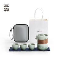 南山先生 松青釉山海快客杯茶具套装 松青色(茶壶*1+茶杯*3+茶巾*1+旅行包*1+礼盒礼袋*1)