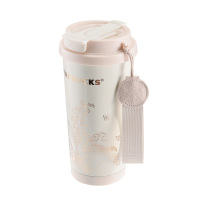 星巴克(starbucks) 米白色铃兰款双饮口咖啡杯 500ml 11179922