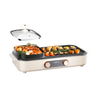 龙的(longde)多功能烤涮一体俩用锅 家用电烤盘多功能锅电烧烤炉 LD-KK1513