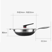 巴赫约翰 316双面花蜂窝不粘锅32cm 无铆钉+全玻璃盖BH-G01 黑色