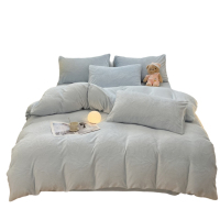 啄木鸟(PLOVER)牛奶绒雕花四件套-浅蓝 ZMN-NNR015(230*250cm)