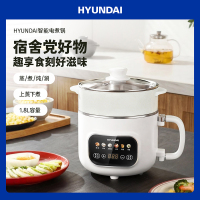 HYUNDAI 小型电饭锅慢炖煮汤煲粥电火锅可预约保温 2升 白色钛涂层[配不锈钢蒸笼+沥米篮]1.8升DZG-B600