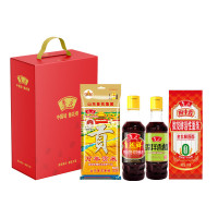 鲁花四季如意礼盒A[万年贡米臻品大米 自然鲜红烧酱油 凉拌香醋 椭圆面]
