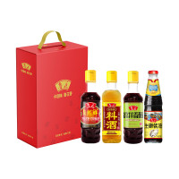 鲁花四季如意礼盒C[ 自然鲜红烧酱油 自然香料酒 凉拌香醋 生鲜蚝油]