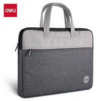 得力(deli)公文包 办公手提袋会议包事务包 加厚大容量商务拉链袋电脑公文包 63755 灰色