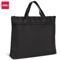 得力(deli) 黑色手提袋帆布手提袋商务文件袋公文包公文袋A4风琴包单个装 加厚双层 5845