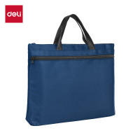 得力(deli) 蓝色手提袋帆布手提袋商务文件袋公文包公文袋A4风琴包单个装 加厚双层 5845