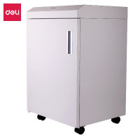 得力(deli)碎纸机7级 高保密50L大容量连续40分钟碎纸文件档案纸张1×2mm粉碎机(白) 14409