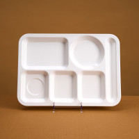 艾姆德(EMUND) 密胺分格快餐盘六格餐盘学校食堂专用打饭盘多格餐盘套装商用餐具 白色六格餐盘 1个