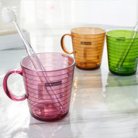 茶花(CHAHUA)漱口杯套装塑料情侣牙刷杯创意杯子洗漱杯简约 A14002透明圈圈口杯颜色随机