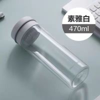 茶花 水杯好货新品大容量透明带盖茶隔运动杯子夏季学生情侣 正黒 茶花白两色可选 瑞斯特随行杯470mL[050007]